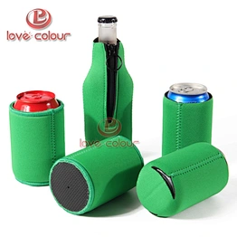 Custom Green Color Different Shape Neoprene Beer Bottle Can Cooler Bag Sleeve