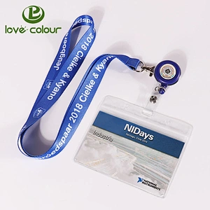 Guangzhou Factory Custom Retractable Neck Strap Lanyard with Reel and Security ID Pass Card Holder