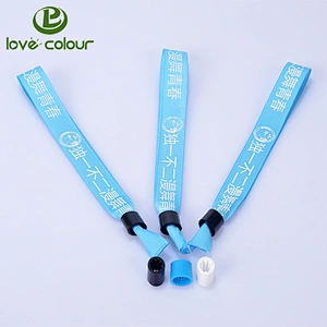 Custom one time use polyester silkscreen printing wristband cloth bracelets