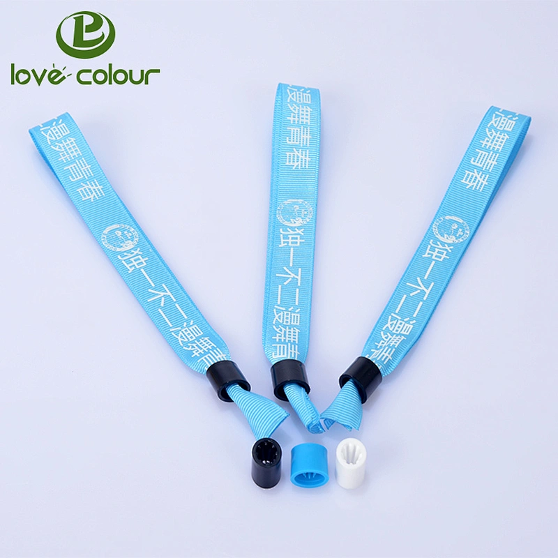 Custom one time use polyester silkscreen printing wristband cloth bracelets