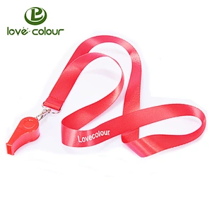 Custom polyester red color whistle lanyard in lovecolour company