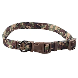 Heavy duty polyester webbing heat transfer custom logo printed camouflage dog collar