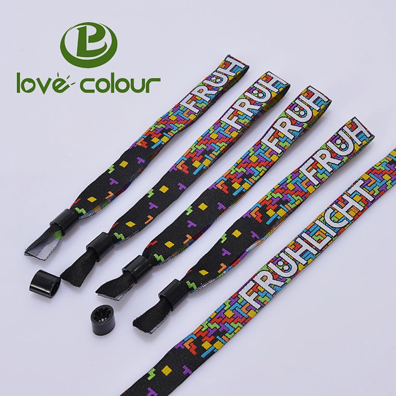 Popular custom logo polyester fabric cloth wristband for music event