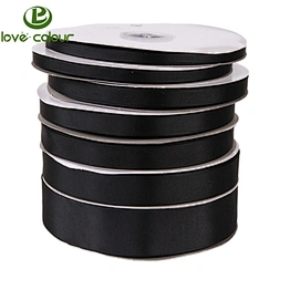 Custom polyester black grosgrain ribbon with your logo text