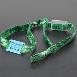 Polyester fabric wristband with hard plastic chip