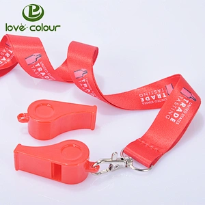 Polyester custom police neck lanyard with whistle