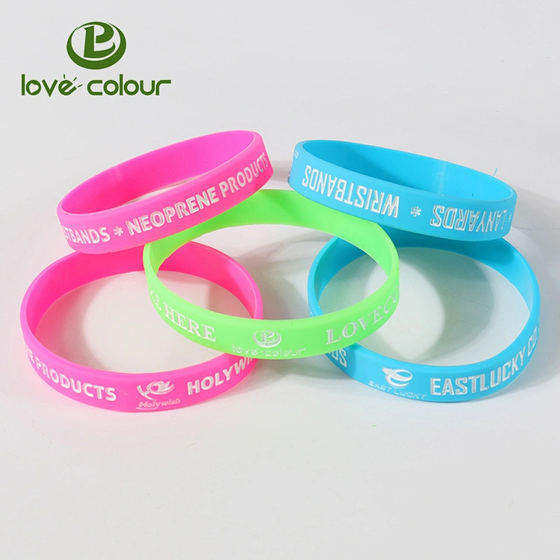 Oem custom promotion debossed printing silicone bracelet