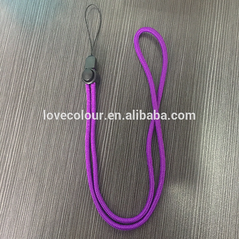 Lovecolour custom color round rope lanyard with woven logo