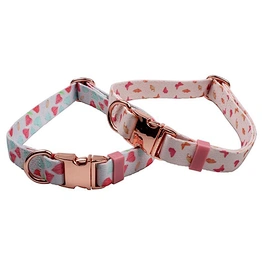 Personalized Custom Pet Dog Collar with Rose Gold Metal Buckle