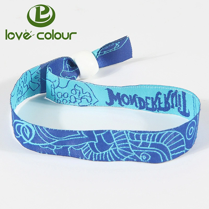 Promotion polyester customized woven thread wristband for activities