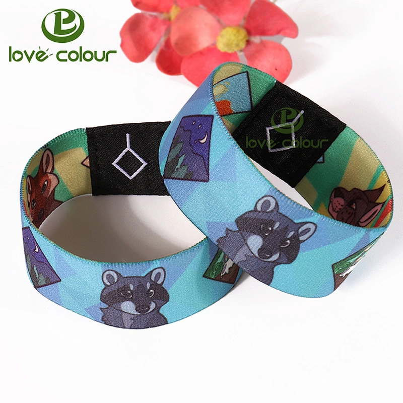 Custom logo polyester elastic bracelet/wristband for festival event