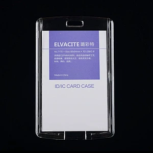 Transparent acrylic rigid upright ID card holder pouch with strap