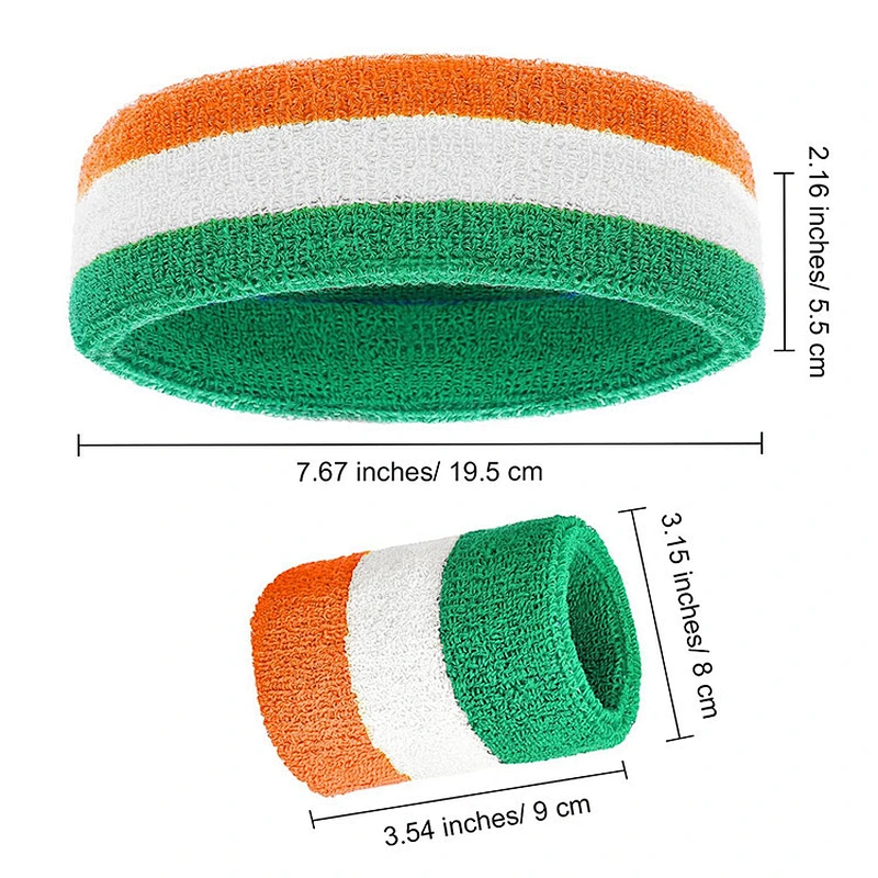High Quality Custom Logo polyester Fabric Plain Elastic yoga Sport Headband Sweatband Set