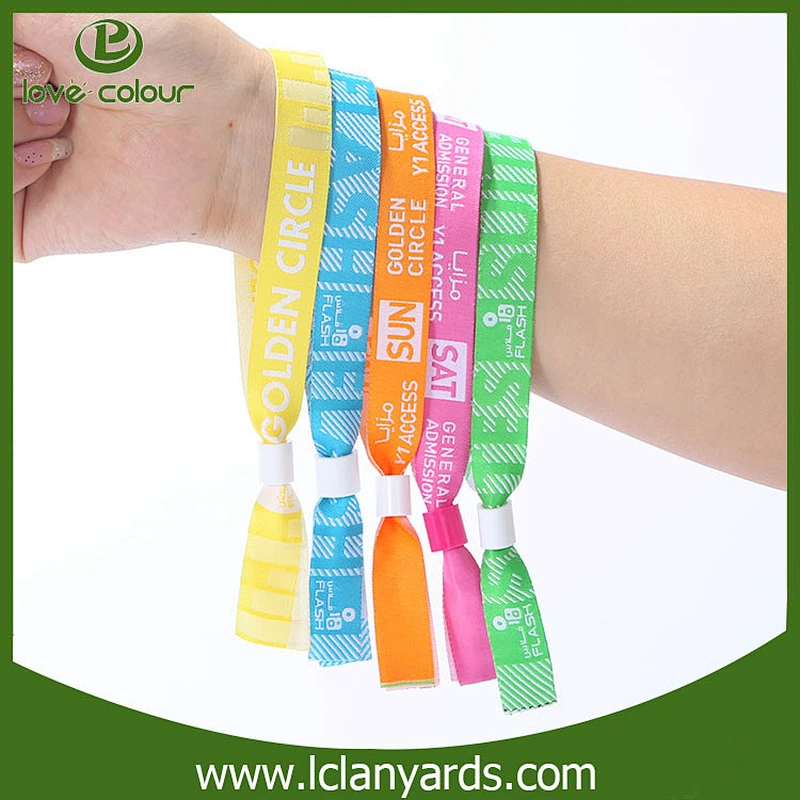 Polyester festival custom cloth wristband with black lock for event