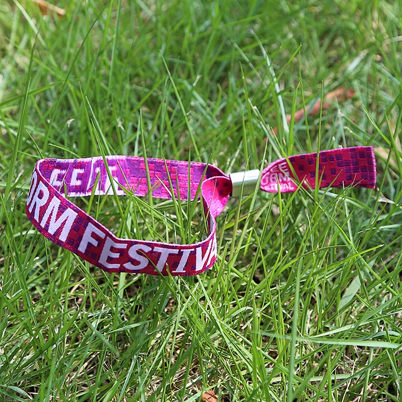 Plastic clip for festival events customized printed fabric textile wristbands