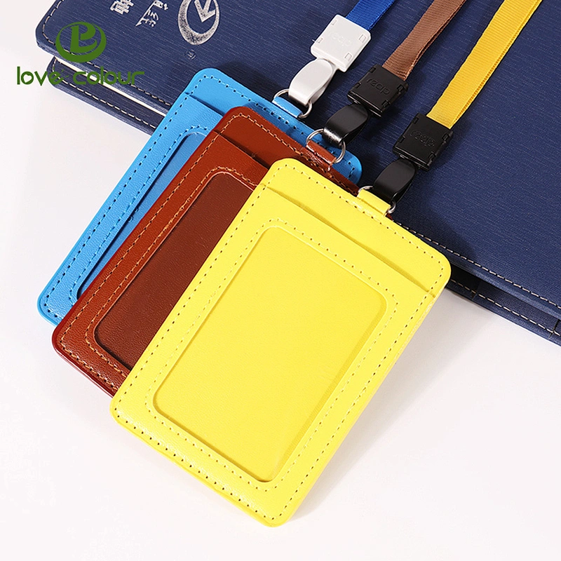 Lovecolour custom personalized pu id card holder for company