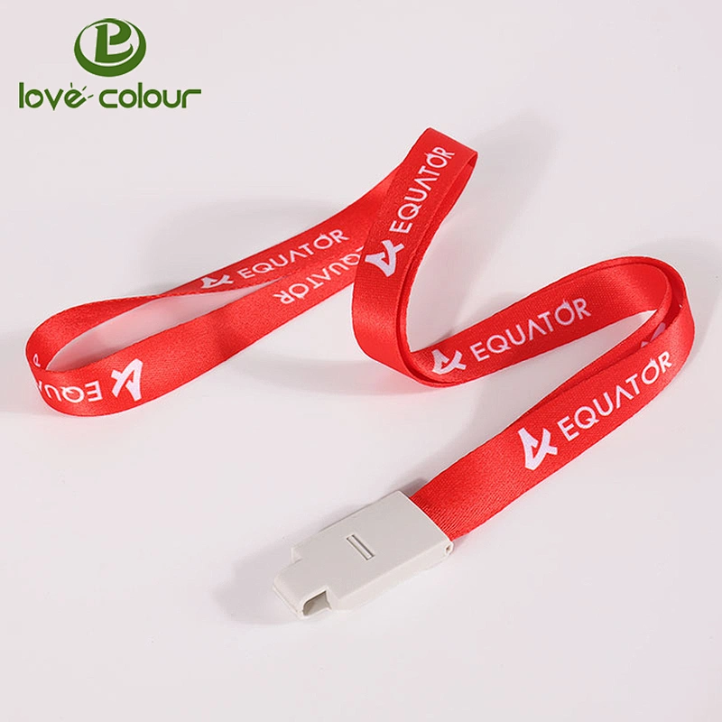 Customized polyester red lanyards roll with company name