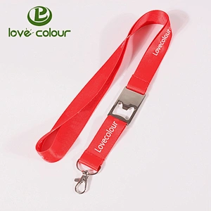 New arrivals factory custom advertising red lanyard with bottle opener