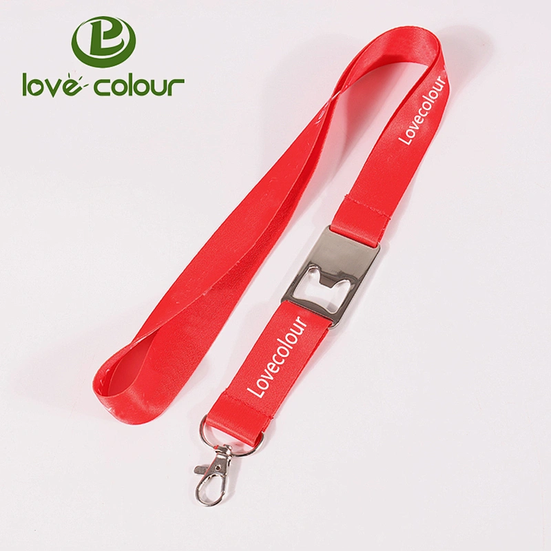 New arrivals factory custom advertising red lanyard with bottle opener
