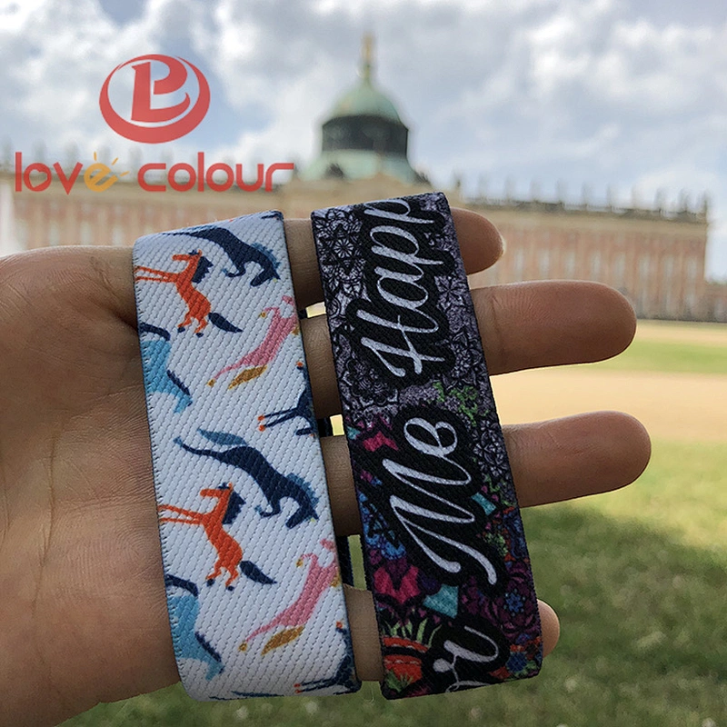 Custom Logo Activity Party Printing Wristband / Polyester Elastic Wrist band