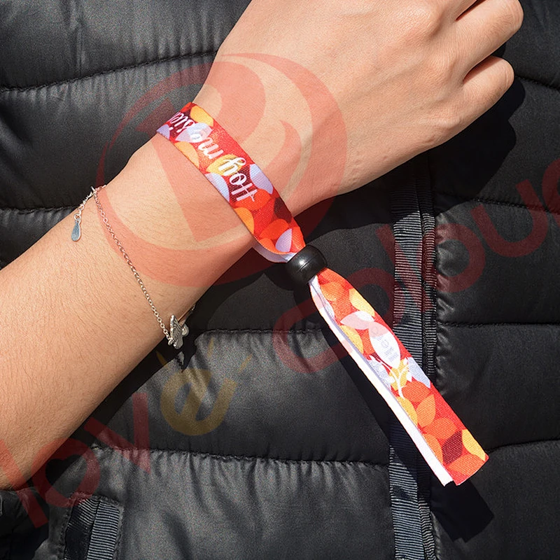 Party club promotion heat transfer print colorful polyester cloth bracelet