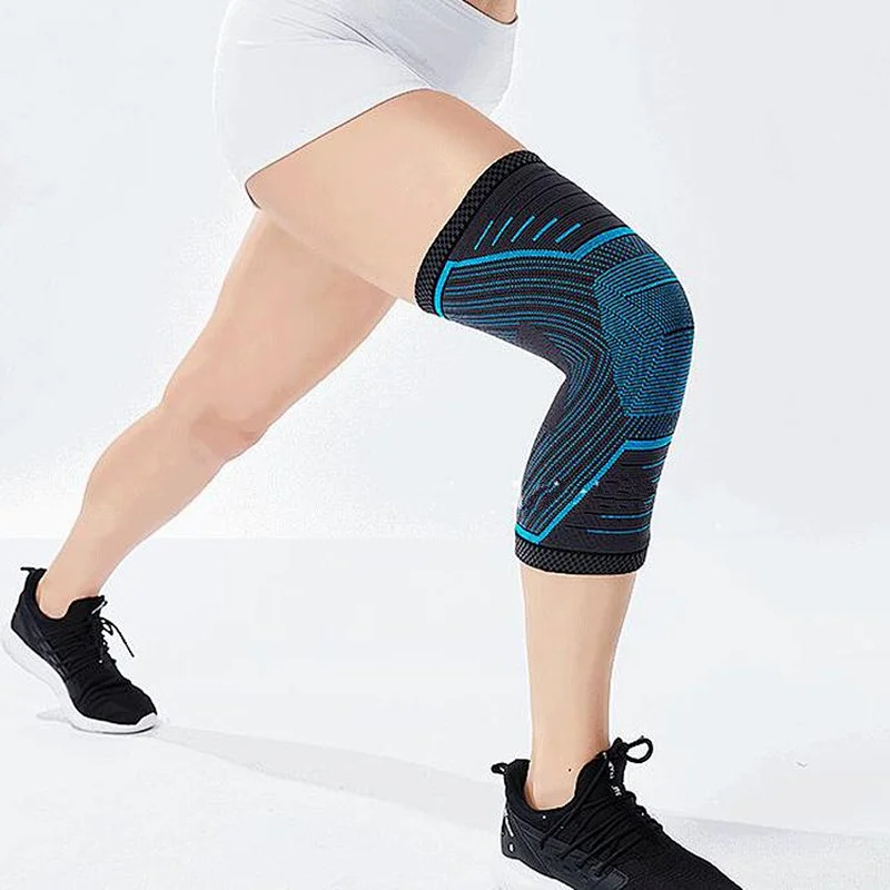 Compression Elastic Knee Sleeve Anti-slip Knitted Knee Brace Support for Men and Women Gym Running