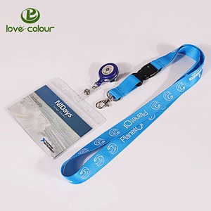 Custom company business card holder and polyester lanyard