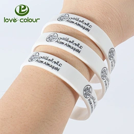 Custom made printed color silicone wristband rubber bracelet