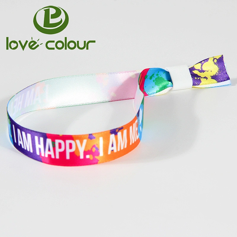 Custom fabric polyester festival wristband for one time use