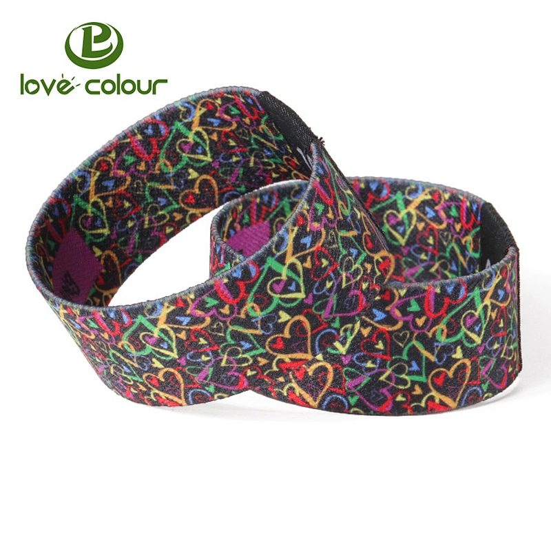 Custom Sublimation Full Color Festival Bracelet Event Elastic Fabric Wristband