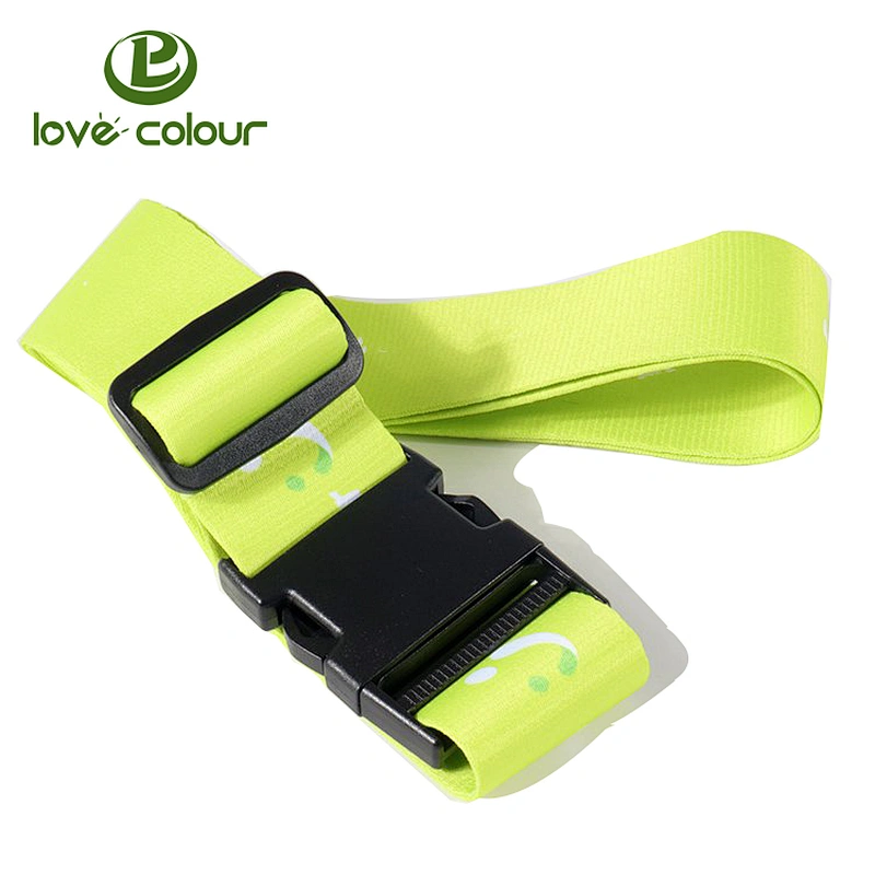 Polyester heat transfer red printing luggage belt / strap with adjustable buckle