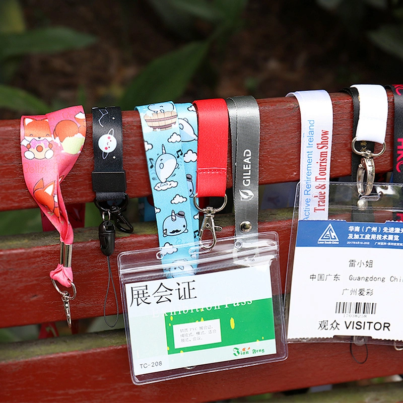 Custom plastic soft card holder lanyard with safety buckle for trade show