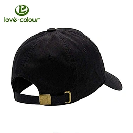 Custom Fashion Stylish Black 6 Panel Baseball Cap New Blank Plain Cotton Sport Hats With Metal Buckles