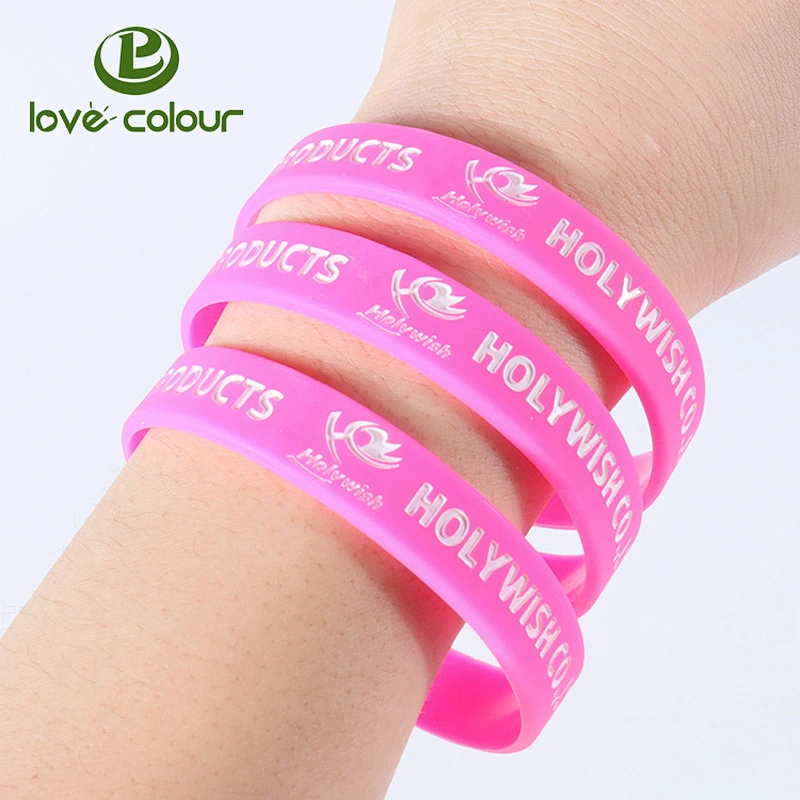 Personalized logo full color filled in silicone bracelet silicon wristband rubber wrist bands