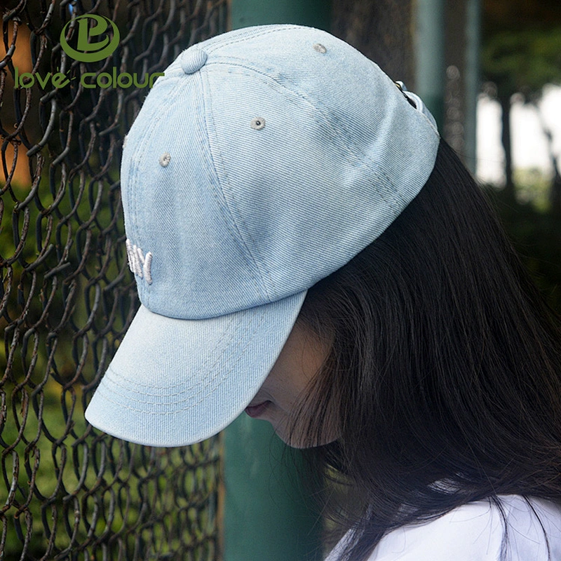 Custom adjustable girl jean baseball hat with rose logo