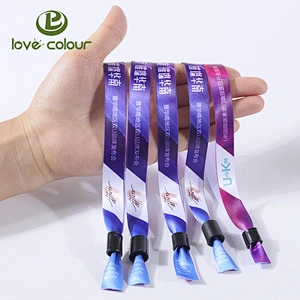 Custom Colorful Fabric Festival Party Slide Lock Cloth Textile Wristband