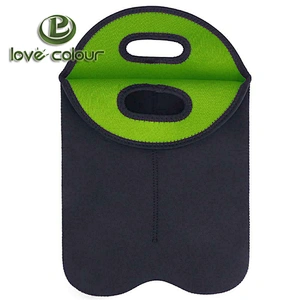 Custom Color Double Pack Neoprene Wine Drink Bottle Cooler Bag Sleeves