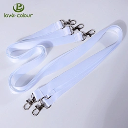 Custom polyester two double clip sublimation high end white ribbon lanyard strap wholesale