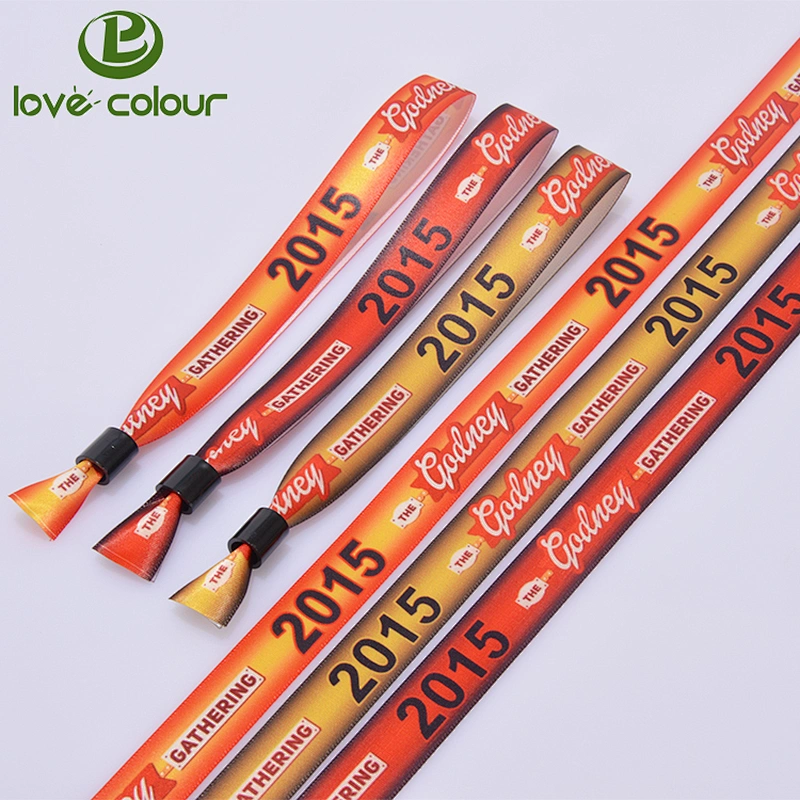 OEM Free Design good quality Customized Logo Event Festival Ribbon Satin Bracelet Fabric Wristband