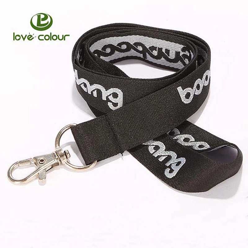 Woven logo custom polyester embroidered lanyards with promotion text