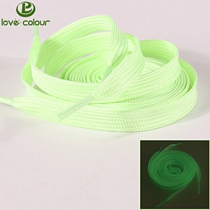 Custom cheap light green polyester tube shoelaces glow in the dark