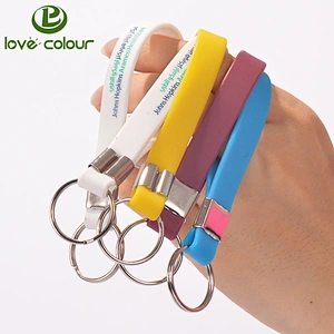 Cheap custom made rubber key chain silicone wristband keychain