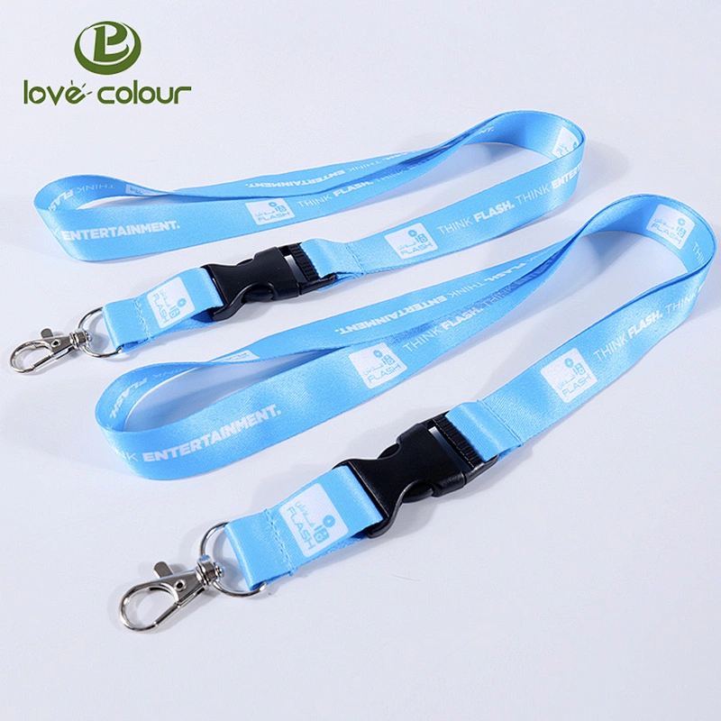 Custom 20mm Blue Lanyards With Plastic Buckle