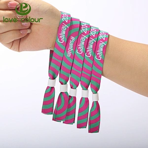 Hot Sale Custom One Way Slide woven Fabric Wrist band For Festival