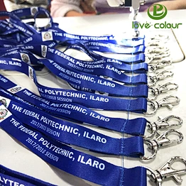 Custom Made Navy Blue Printed Polyester Lanyard with Metal Hook