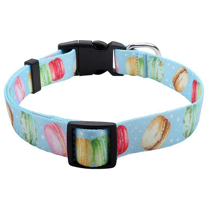High Quality Polyester Dog Collar Customized  Print Pattern with Adjustable Plastic Buckle