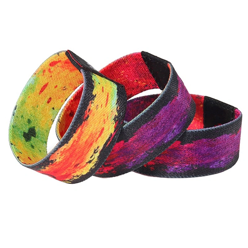Cheap custom logo 100% polyester elastic wristband