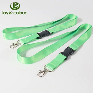 Custom bright solid color polyester lanyard neck ribbon with breakaway buckle