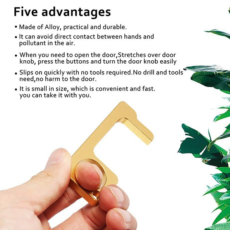 DEC Brass Zinc Alloy Multi Tool Door Handle Opener Safety Zero Contact No Touch Keychain Tool