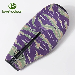 Neoprene army green camouflage stubby holder for beer